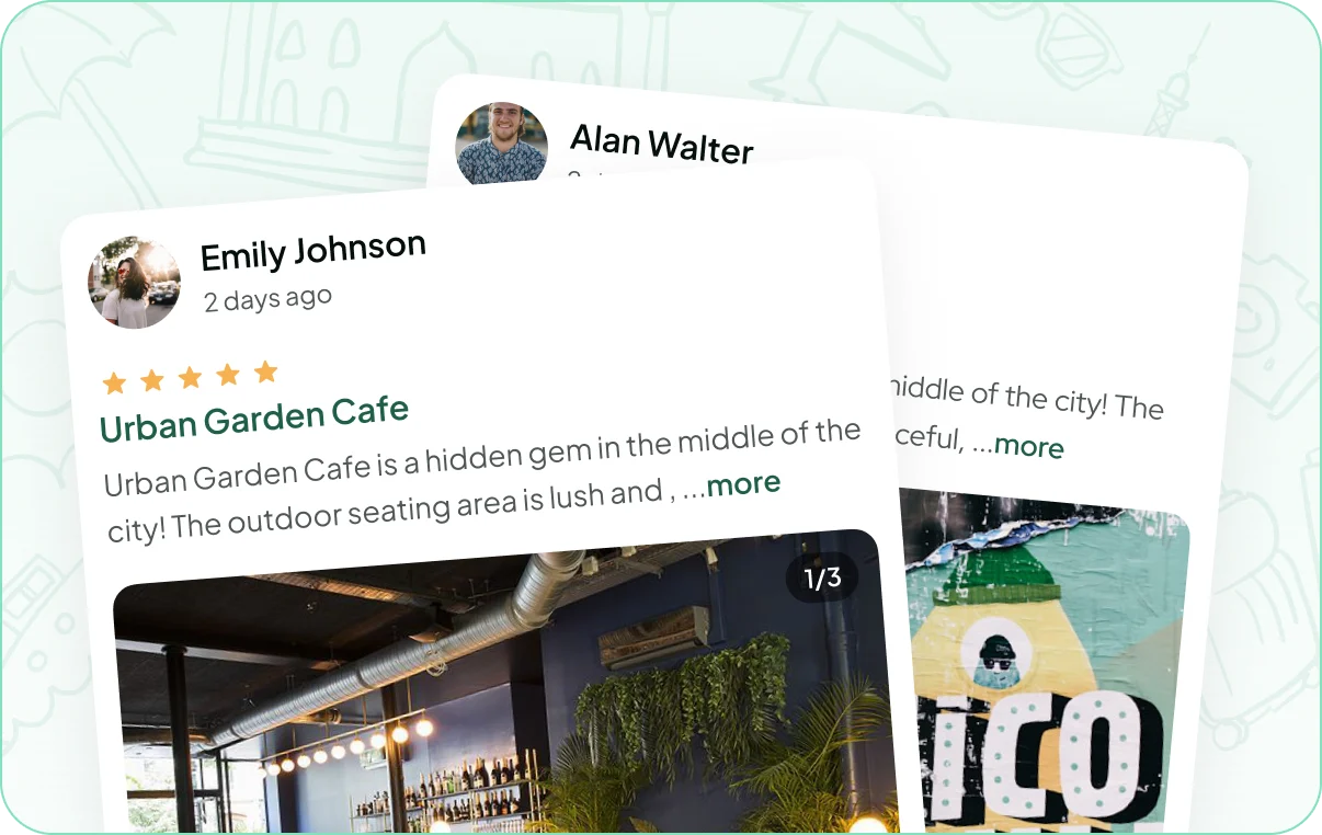 The Roovio feedback screen with travelers’ posts
